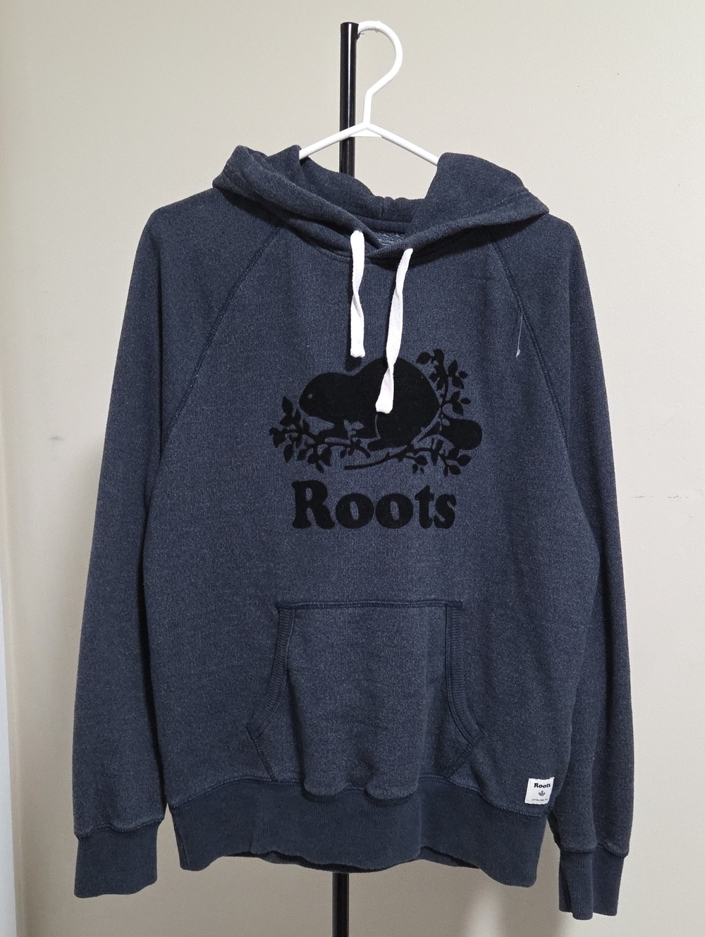 Roots Men's Dark Navy Crewneck Hoodie with Beaver Logo